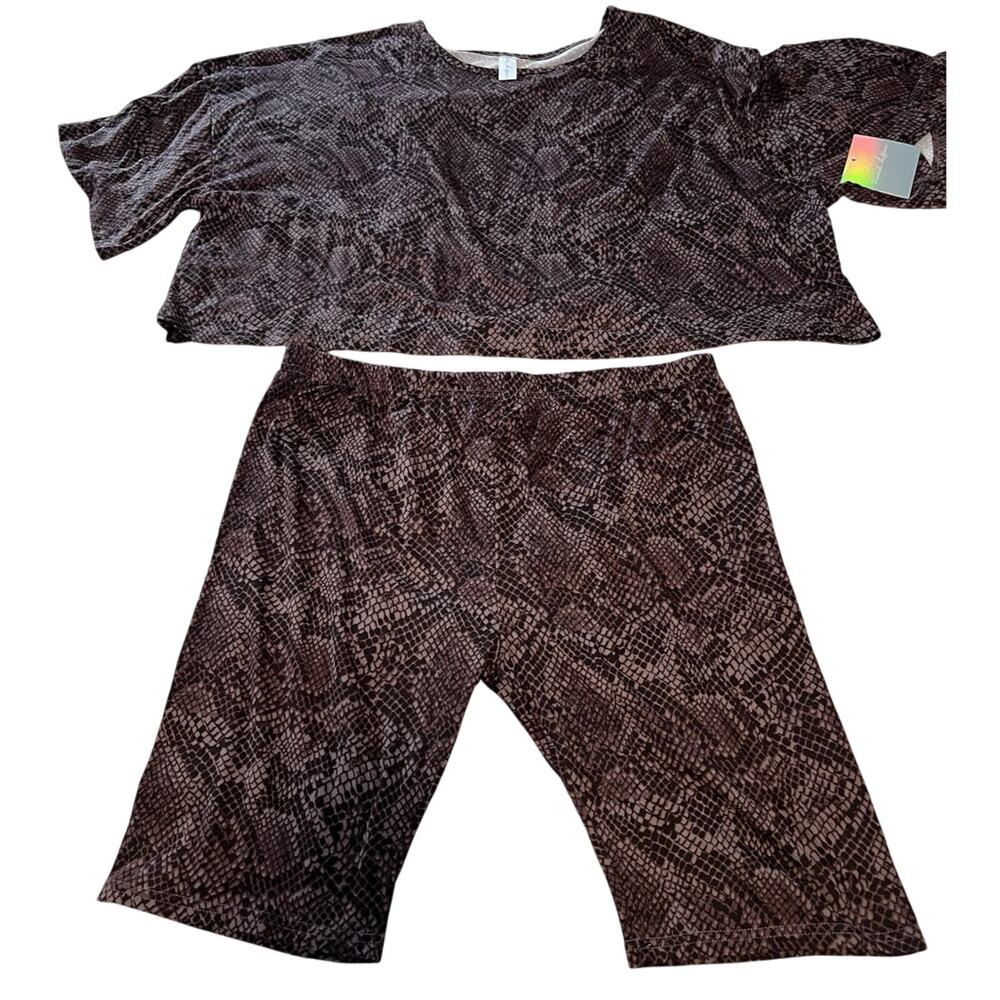 French Affair Pajama Short Sleeve Tee And Biker Short Purple Pajama Set Size 3x